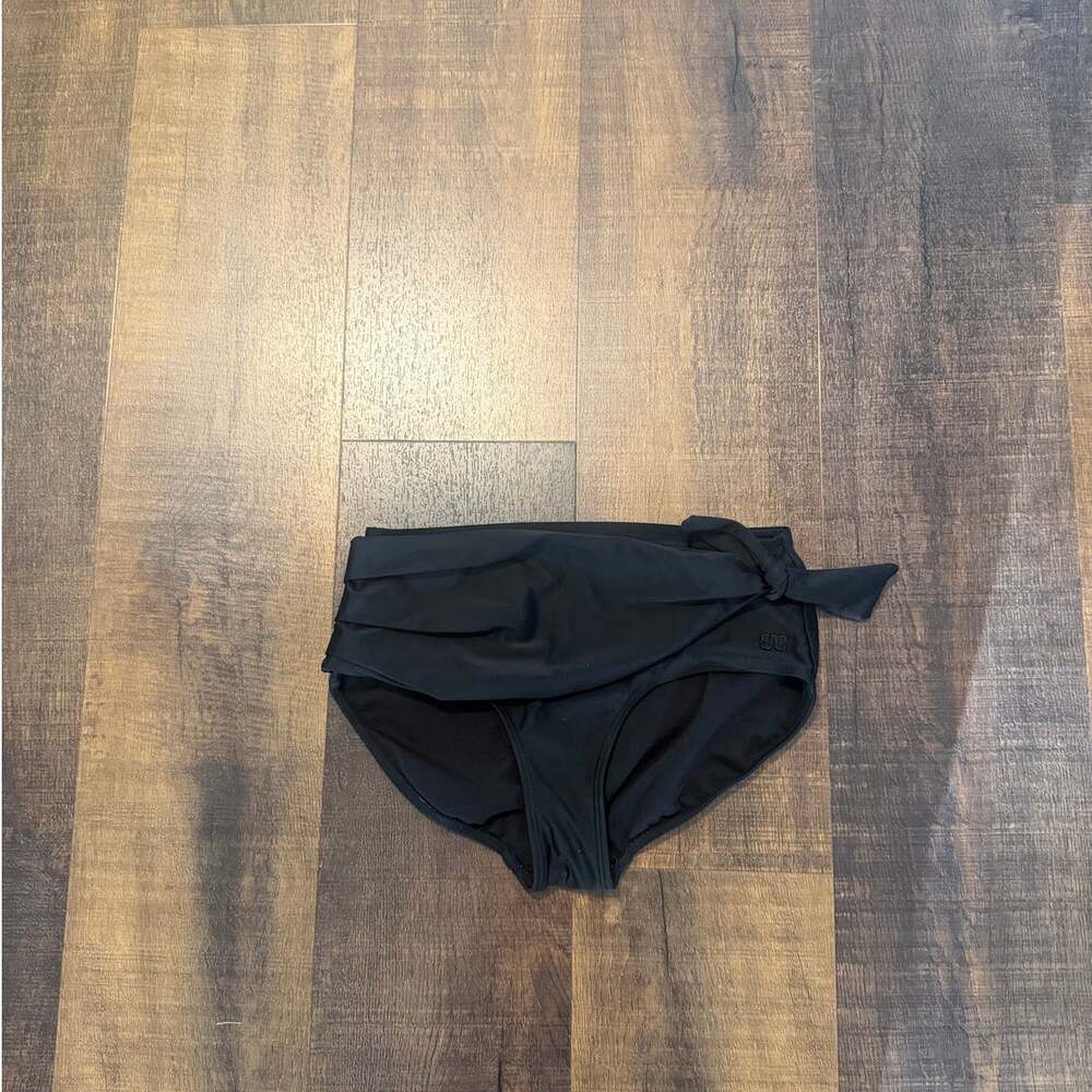 Albion Fit Simone Bikini Bottom Black Tie Waist Swim Size XS